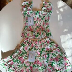 Hill House Paz Set Pink Roses XS top S skirt